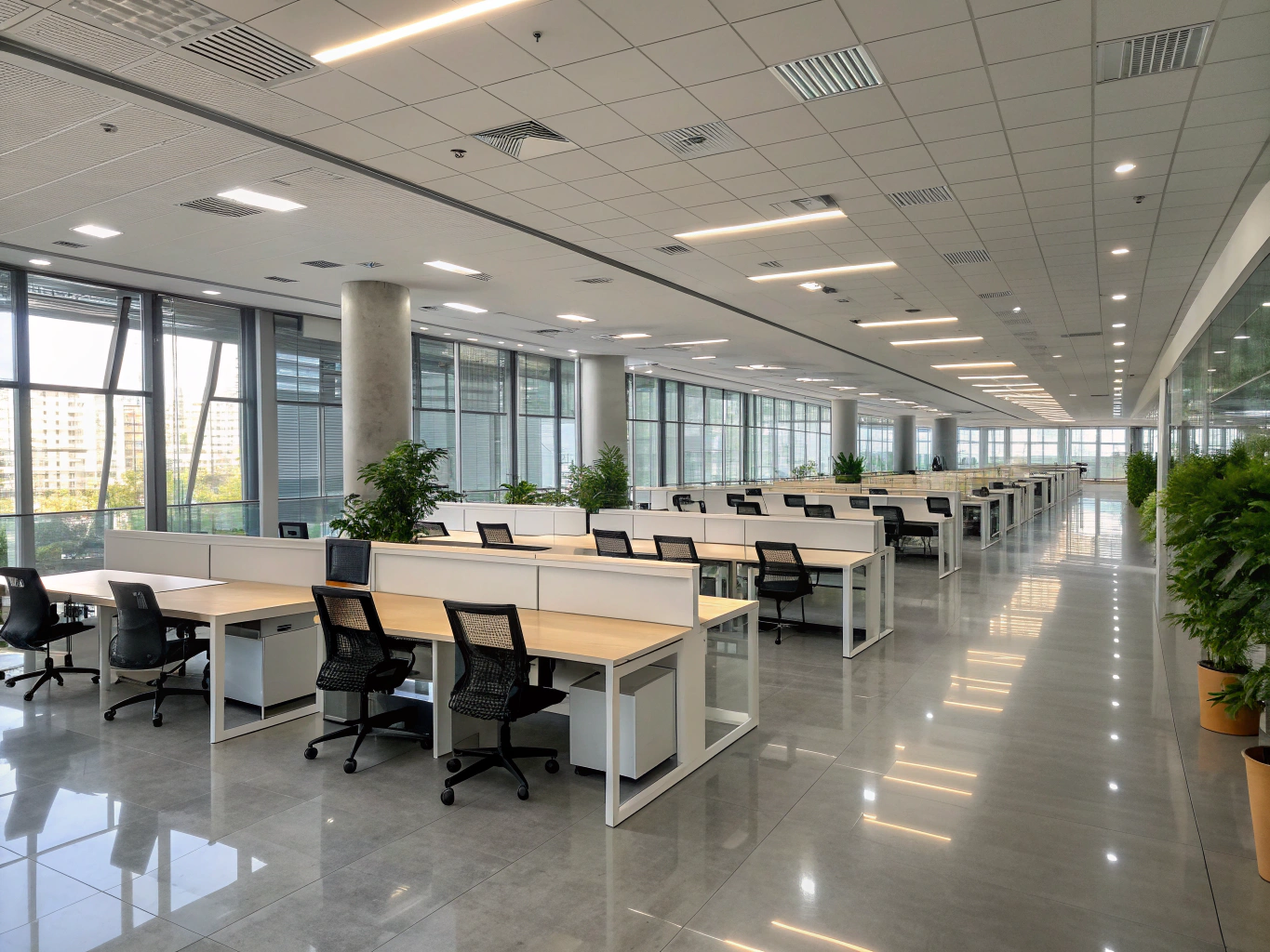 Contemporary office environment ideal for corporate videos and brand content with sleek, professional aesthetics.